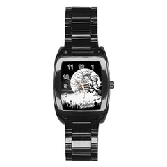 Halloween Landscape Stainless Steel Barrel Watch by Valentinaart