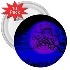 Halloween Landscape 3  Buttons (10 Pack)  by Valentinaart