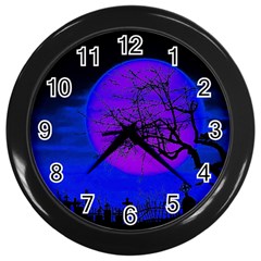 Halloween Landscape Wall Clocks (black) by Valentinaart