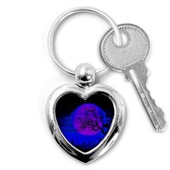 Halloween Landscape Key Chains (heart)  by Valentinaart