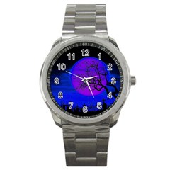 Halloween Landscape Sport Metal Watch by Valentinaart