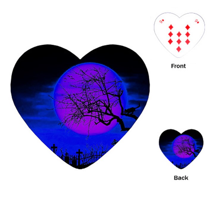 Halloween landscape Playing Cards (Heart) 