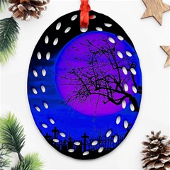 Halloween Landscape Oval Filigree Ornament (two Sides) by Valentinaart