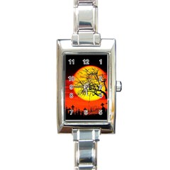 Halloween Landscape Rectangle Italian Charm Watch by Valentinaart