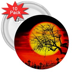 Halloween Landscape 3  Buttons (10 Pack)  by Valentinaart