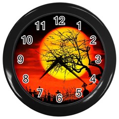 Halloween Landscape Wall Clocks (black)