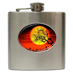 Halloween Landscape Hip Flask (6 Oz) by Valentinaart