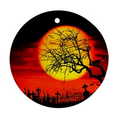 Halloween Landscape Round Ornament (two Sides) by Valentinaart