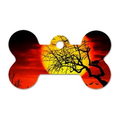 Halloween Landscape Dog Tag Bone (two Sides)