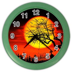 Halloween Landscape Color Wall Clocks by Valentinaart