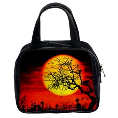 Halloween Landscape Classic Handbags (2 Sides) by Valentinaart