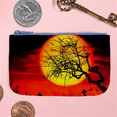 Halloween Landscape Large Coin Purse by Valentinaart