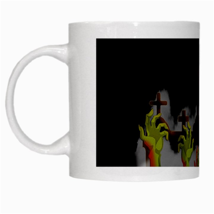 Halloween Zombie Hands White Mugs