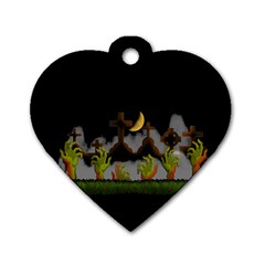 Halloween Zombie Hands Dog Tag Heart (two Sides) by Valentinaart