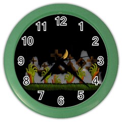 Halloween Zombie Hands Color Wall Clocks by Valentinaart