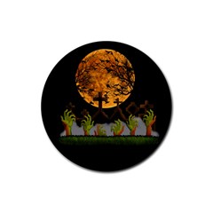 Halloween Zombie Hands Rubber Round Coaster (4 Pack)  by Valentinaart