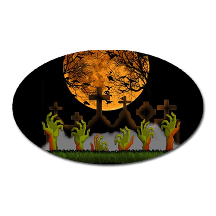 Halloween Zombie Hands Oval Magnet