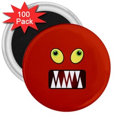 Funny Monster Face 3  Magnets (100 pack)