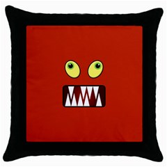 Funny Monster Face Throw Pillow Case (black) by linceazul