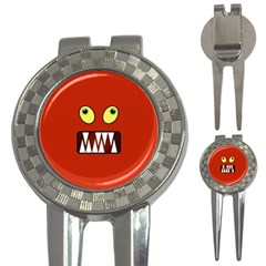 Funny Monster Face 3-in-1 Golf Divots by linceazul