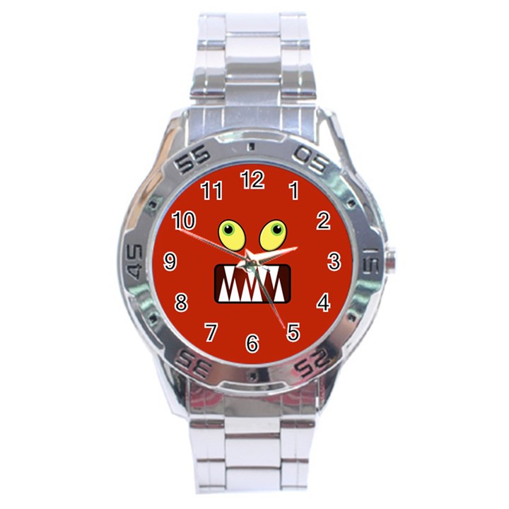 Funny Monster Face Stainless Steel Analogue Watch