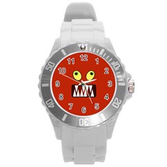 Funny Monster Face Round Plastic Sport Watch (L)