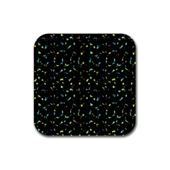 Splatter Abstract Dark Pattern Rubber Square Coaster (4 Pack)  by dflcprints