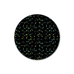 Splatter Abstract Dark Pattern Rubber Coaster (round)  by dflcprints