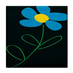 Whimsical Blue Flower Green Sexy Tile Coasters by Mariart