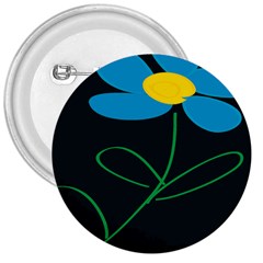 Whimsical Blue Flower Green Sexy 3  Buttons