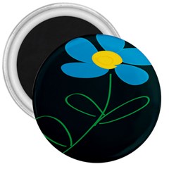 Whimsical Blue Flower Green Sexy 3  Magnets by Mariart