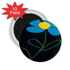 Whimsical Blue Flower Green Sexy 2 25  Magnets (10 Pack) 