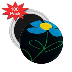 Whimsical Blue Flower Green Sexy 2 25  Magnets (100 Pack) 