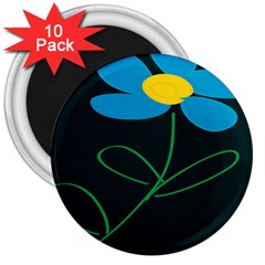 Whimsical Blue Flower Green Sexy 3  Magnets (10 Pack) 