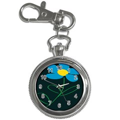 Whimsical Blue Flower Green Sexy Key Chain Watches by Mariart