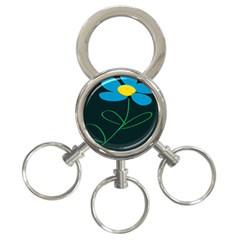 Whimsical Blue Flower Green Sexy 3-ring Key Chains