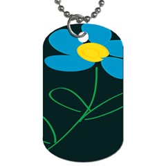 Whimsical Blue Flower Green Sexy Dog Tag (one Side)