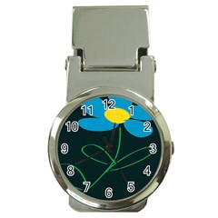 Whimsical Blue Flower Green Sexy Money Clip Watches by Mariart