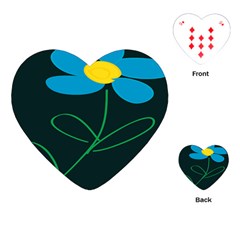 Whimsical Blue Flower Green Sexy Playing Cards (heart) 