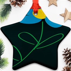 Whimsical Blue Flower Green Sexy Star Ornament (two Sides) by Mariart