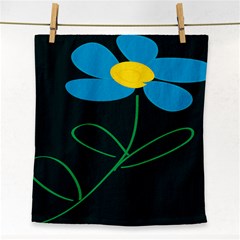 Whimsical Blue Flower Green Sexy Face Towel by Mariart