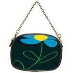 Whimsical Blue Flower Green Sexy Chain Purses (Two Sides)  Front