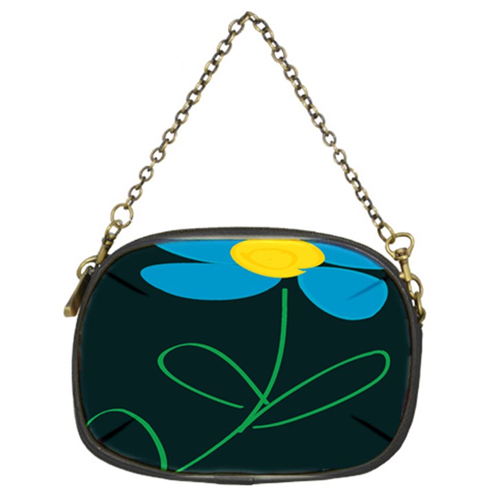 Whimsical Blue Flower Green Sexy Chain Purses (Two Sides) 