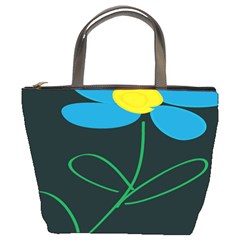 Whimsical Blue Flower Green Sexy Bucket Bags by Mariart