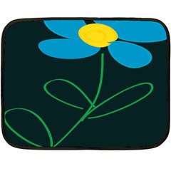 Whimsical Blue Flower Green Sexy Double Sided Fleece Blanket (mini) 