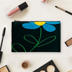 Whimsical Blue Flower Green Sexy Cosmetic Bag (medium)  by Mariart