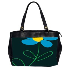 Whimsical Blue Flower Green Sexy Office Handbags (2 Sides)  by Mariart