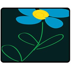 Whimsical Blue Flower Green Sexy Fleece Blanket (medium)  by Mariart