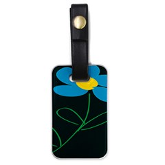 Whimsical Blue Flower Green Sexy Luggage Tags (one Side) 