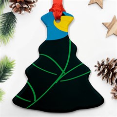 Whimsical Blue Flower Green Sexy Christmas Tree Ornament (two Sides) by Mariart